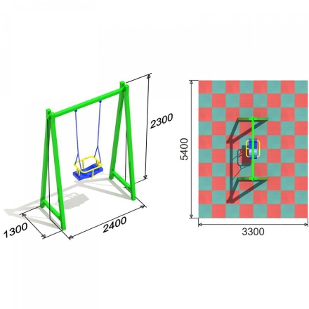 Детские качели №3 одноместные со спинкой для детской площадки оптом, фото 2