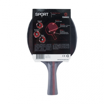 Ракетка для н/т TORRES Sport 1*, арт.TT0005, для любителей, накладка 1,5 мм, конич. ручка оптом, фото 1