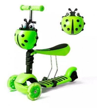 Самокат трансформер Божья коровка, зеленый оптом, фото 1