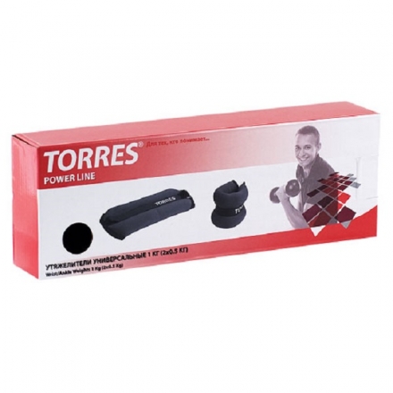 Утяжелители универсальные Torres 1кг - 2х0,5кг, серо-черный оптом, фото 2