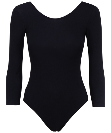 Купальник гимнастический с рукавом 3/4, хлопок, черный, 190 г/м, р. 44-48 оптом, фото 1