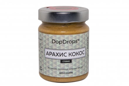Арахисово-кокосовая паста со стевией, в стекле, 265г оптом, фото 2