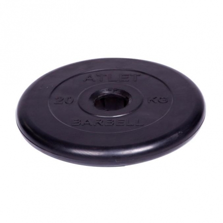 Диск обрезиненный Barbell Atlet d 51 мм чёрный 20 кг оптом, фото 1