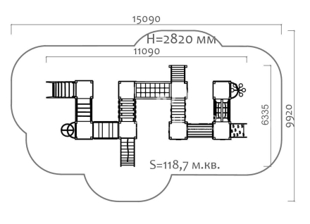 Спортивный комплекс 09021.21 для детской спортивной площадки оптом, фото 3