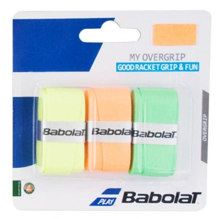 Овергрип BABOLAT MY GRIP, арт.653045-215, упак. по 3 шт, 0.6 мм, 120см, оранжево-зелено-желтый оптом, фото 1