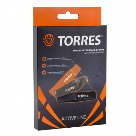 Эспандер &quot;TORRES набор латексных жгутов&quot;, длина 24 см, шир. 5 см, три жгута в комплекте  оптом, фото 2