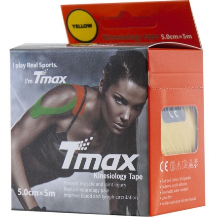 Тейп кинезиологический Tmax Extra Sticky Yellow (5 см x 5 м), арт. 423174, желтый оптом, фото 2