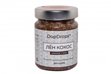 Шоколадная паста с кокосом, льном и стевией, в стекле, 265г оптом, фото 2