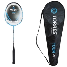 Ракетка бадминтонная TORRES Tour4, для любителей, стержень из графита, алюминиевый обод Ракетка бадминтонная TORRES Tour4, для любителей, стержень из графита, алюминиевый обод