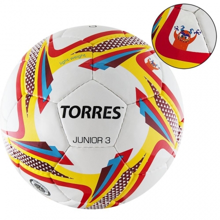 Мяч футбольный &quot;TORRES Junior-3&quot; р.3, бело-красно-желтый оптом, фото 1
