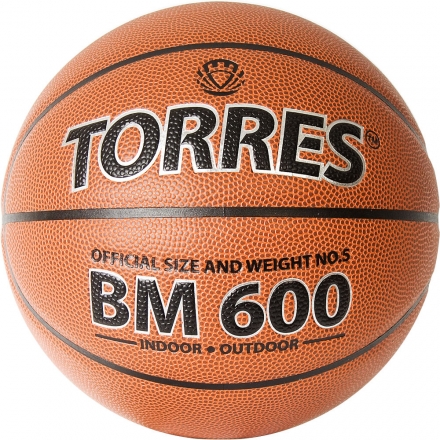 Мяч баск. &quot;TORRES BM600&quot; арт.B32025, р.5, ПУ, нейлон. корд, бут. камера, темнокоричневый-черн оптом, фото 1