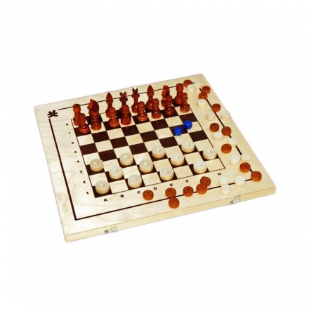 Игра 3 в 1 большая (шашки, шахматы, нарды) 415х215х34 оптом, фото 1
