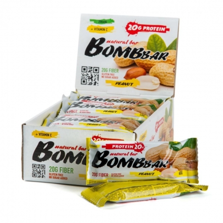 Протеиновый батончик Bombbar 60 гр, Арахис, шт. оптом, фото 1