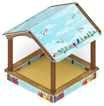 Песочный дворик с навесом Домик (Коты) - ИО 6.01.02-02 оптом, фото 1