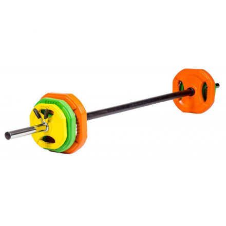 Штанга для аэробики PROFI-FIT 20090, обрезиненные диски (1,25 кг; 2,5 кг; 5 кг) по 2шт оптом, фото 1