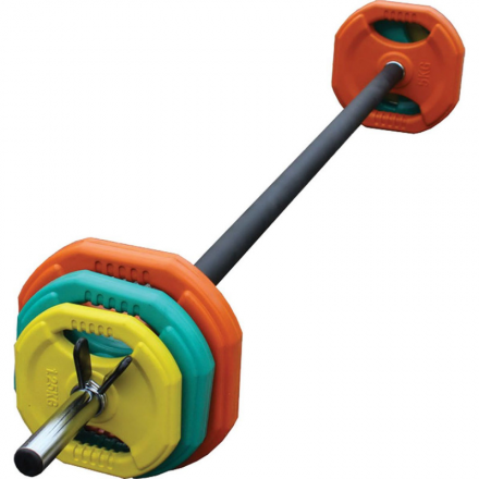 Штанга для аэробики PROFI-FIT 20090, обрезиненные диски (1,25 кг; 2,5 кг; 5 кг) по 2шт оптом, фото 2