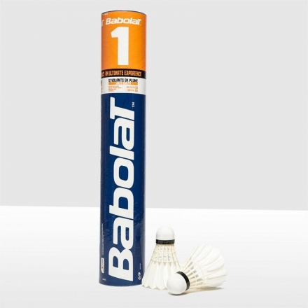Воланы для бадминтона BABOLAT 1 (перо/пробка),арт.551023, уп.12шт., бел., сред. скор. оптом, фото 1