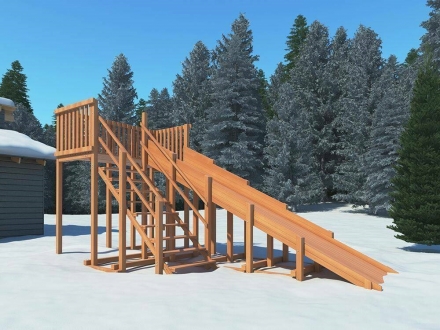 Деревянная зимняя горка Snow Fox, скат 5,9 м оптом, фото 1