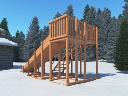Деревянная зимняя горка Snow Fox, скат 5,9 м оптом, фото 2
