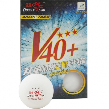 Мяч для настольного тенниса Double Fish 3***, диам. V40+ мм, ITTF Appr., упак. 6 шт, белый оптом, фото 1