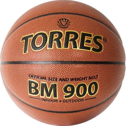 Мяч баск. &quot;TORRES BM900&quot; арт.B32037, р.7, ПУ-композит, нейлон.корд, бутил. камера, темнооранж-черн оптом, фото 1