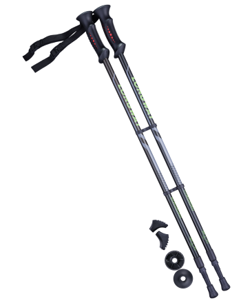 Палки для скандинавской ходьбы Longway, 77-135 см, 2-секционные, чёрный/ярко-зелёный оптом, фото 1