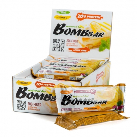 Протеиновый батончик Bombbar 60 гр, Лимонный торт, шт. оптом, фото 1