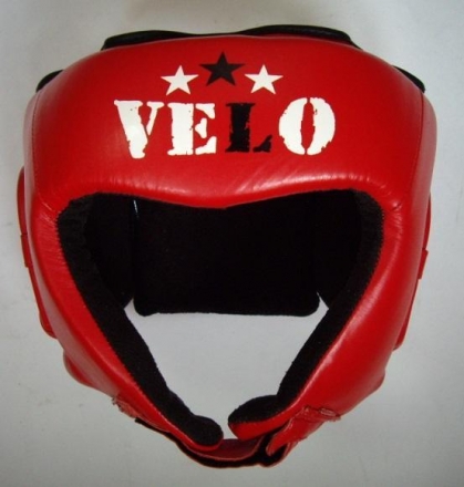 Шлем боксерский VELO открытый (кожа) красный p.S AIBA оптом, фото 1