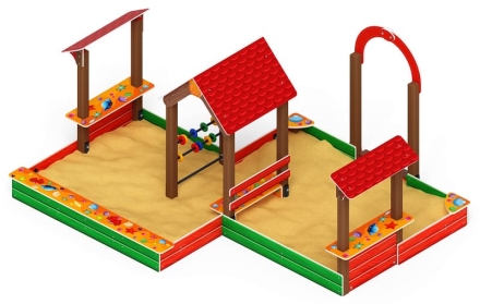 Песочный дворик двойной большой с навесом Домик (Ракушки) - ИО 6.01.03-01 оптом, фото 3