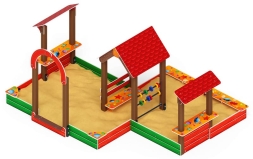 Песочный дворик двойной большой с навесом Домик (Ракушки) - ИО 6.01.03-01, фото 1 Песочный дворик двойной большой с навесом Домик (Ракушки) - ИО 6.01.03-01, фото 1