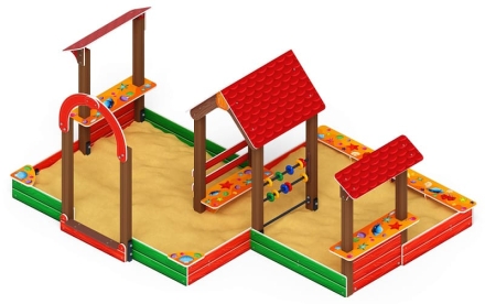 Песочный дворик двойной большой с навесом Домик (Ракушки) - ИО 6.01.03-01 оптом, фото 1