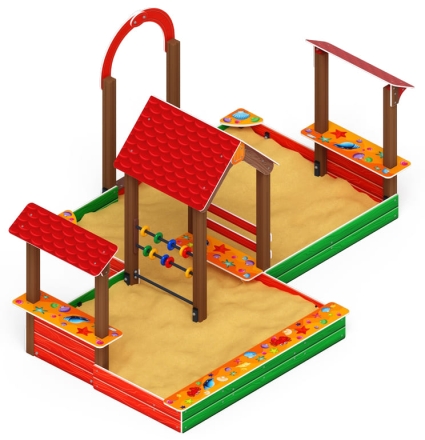 Песочный дворик двойной большой с навесом Домик (Ракушки) - ИО 6.01.03-01 оптом, фото 4