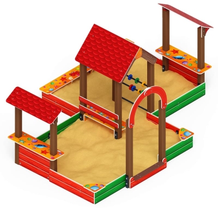 Песочный дворик двойной большой с навесом Домик (Ракушки) - ИО 6.01.03-01 оптом, фото 2