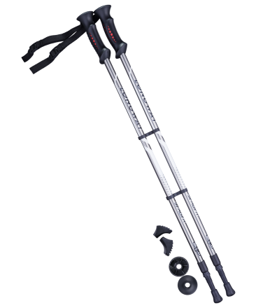 Палки для скандинавской ходьбы Longway, 77-135 см, 2-секционные, серый/чёрный оптом, фото 1
