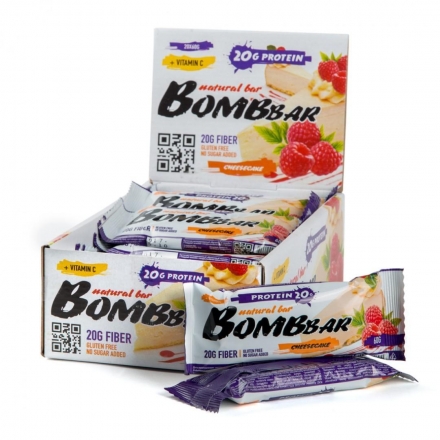 Протеиновый батончик Bombbar 60 гр, Малиновый чизкейк, шт. оптом, фото 1