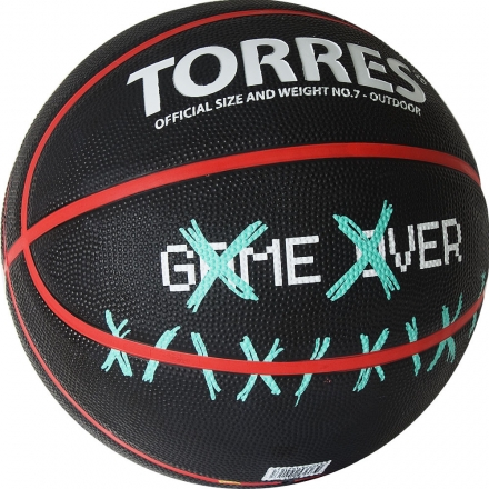 Мяч баск. &quot;TORRES Game Over&quot; B02217, р.7, резина, нейлон. корд, бут. кам., черный оптом, фото 2