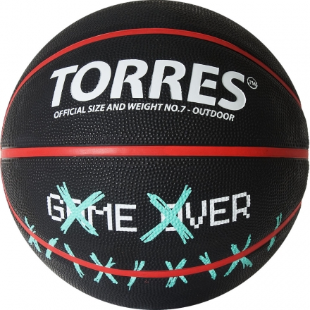 Мяч баск. &quot;TORRES Game Over&quot; B02217, р.7, резина, нейлон. корд, бут. кам., черный оптом, фото 1