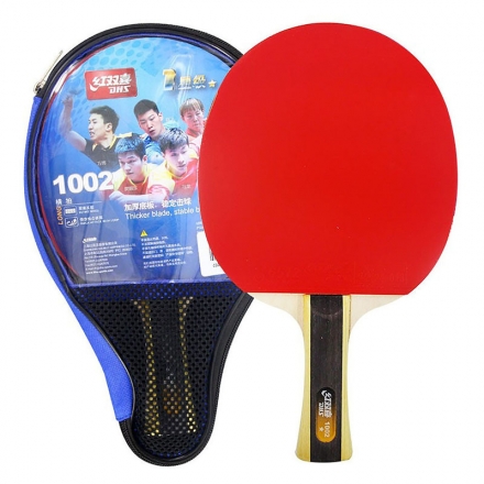 Ракетка для н/т DHS T1002, 1* звезда, для начинающих игроков, накладка 1,8 мм, кон. ручка оптом, фото 1