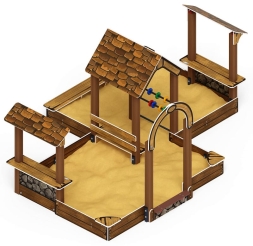 Песочный дворик двойной большой с навесом Домик (Коричневый) - ИО 6.01.03-02 , фото 2 Песочный дворик двойной большой с навесом Домик (Коричневый) - ИО 6.01.03-02 , фото 2