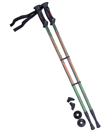 Палки для скандинавской ходьбы Longway, 77-135 см, 2-секционные, тёмно-зеленый/оранжевый оптом, фото 1