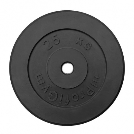 Диск «Profigym» тренировочный обрезиненный 25 кг черный 26 мм (металлическая втулка)   ДТР-25/26 оптом, фото 1