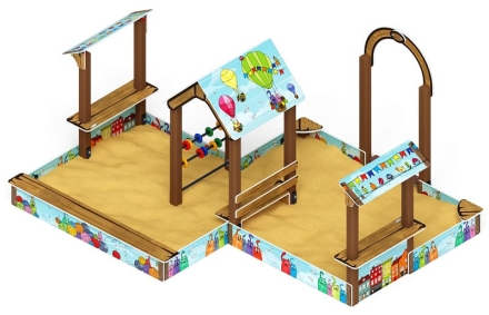 Песочный дворик двойной большой с навесом Домик (Коты) - ИО 6.01.03-03 оптом, фото 4