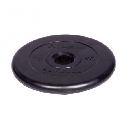 Диск обрезиненный Barbell Atlet d 51 мм чёрный 15 кг оптом, фото 1