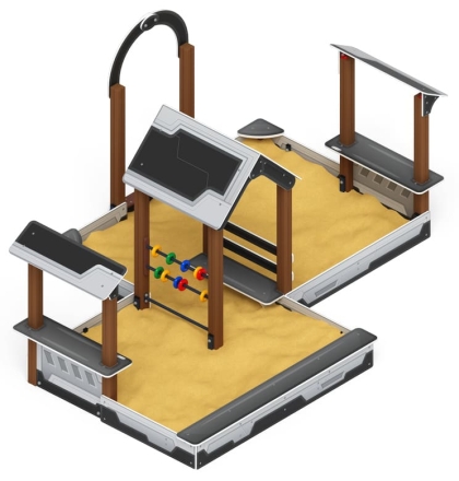 Песочный дворик двойной большой с навесом Домик (Техно) - ИО 6.01.03-04  оптом, фото 3