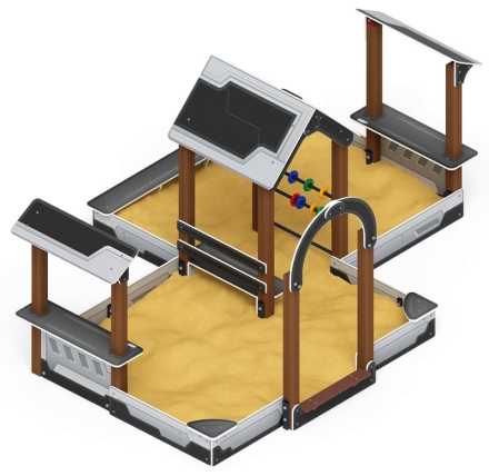 Песочный дворик двойной большой с навесом Домик (Техно) - ИО 6.01.03-04  оптом, фото 1