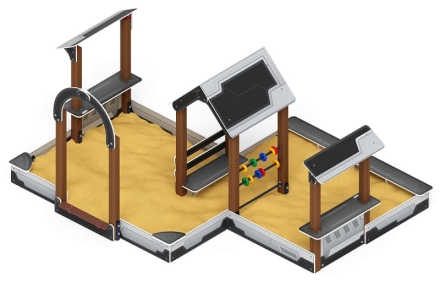 Песочный дворик двойной большой с навесом Домик (Техно) - ИО 6.01.03-04  оптом, фото 2