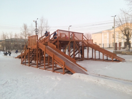Зимняя деревянная горка &quot;Snow Fox 4 ската&quot; оптом, фото 5