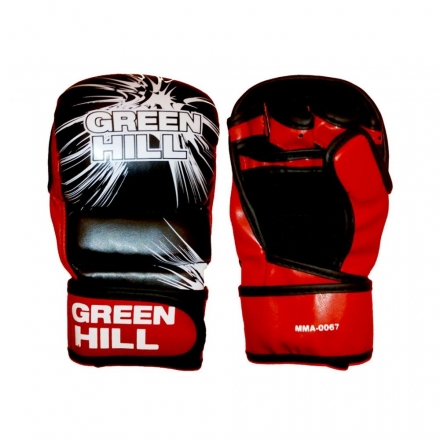 Перчатки смешанные единоборства MMA (ЧЕРНЫЙ/КРАСНЫЙ к/з) MMA-0067 оптом, фото 1