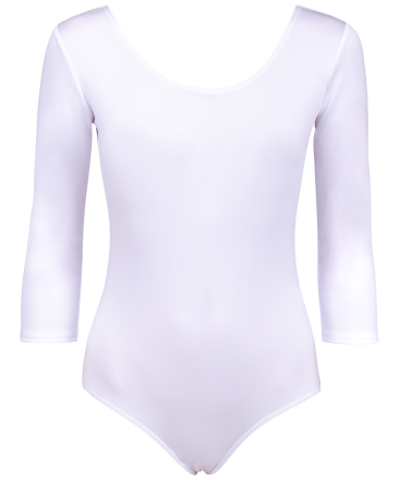 Купальник гимнастический с рукавом 3/4, полиамид, белый, р. 44 оптом, фото 1