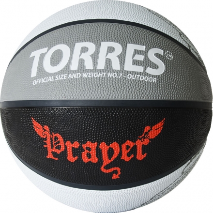 Мяч баск. &quot;TORRES Prayer&quot; арт.B02057, р.7, резина, нейлон.корд, бут. кам., серо-черно-красный оптом, фото 1
